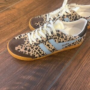 Gola Animal Print Sneakers with Light Blue Accents